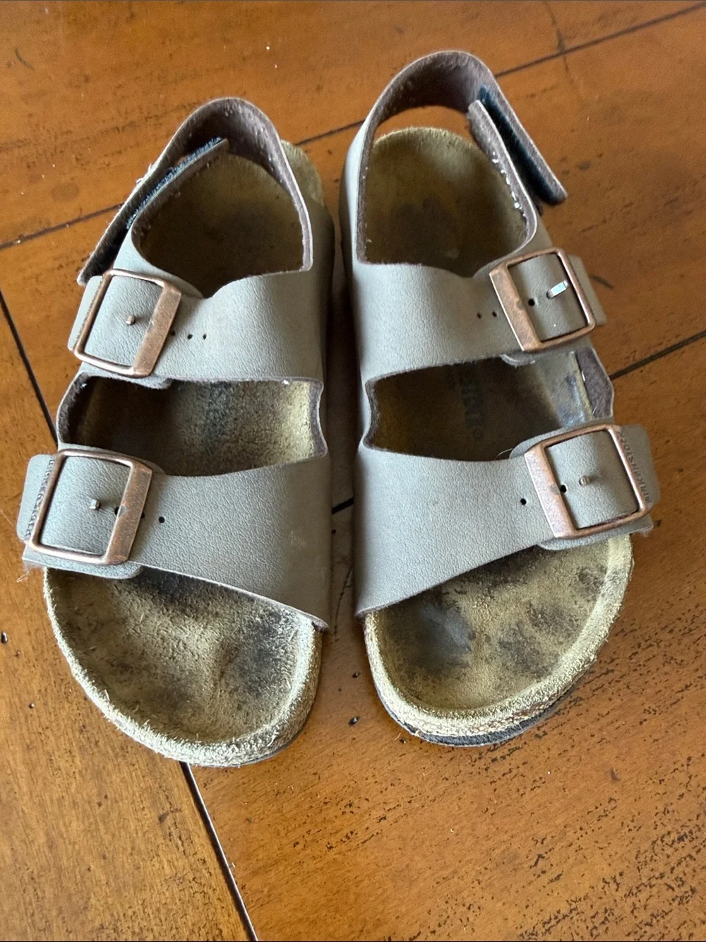 Birkenstock Arizona Kids Sandals Stone Taupe EU 34 Double Strap